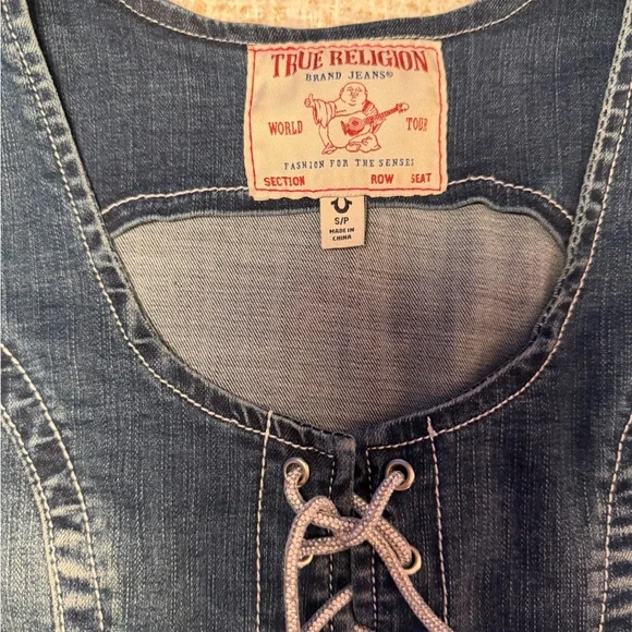 True Religion Lace-Up Denim Set (Top S/P + Jeans 24) - Picture 6 of 7